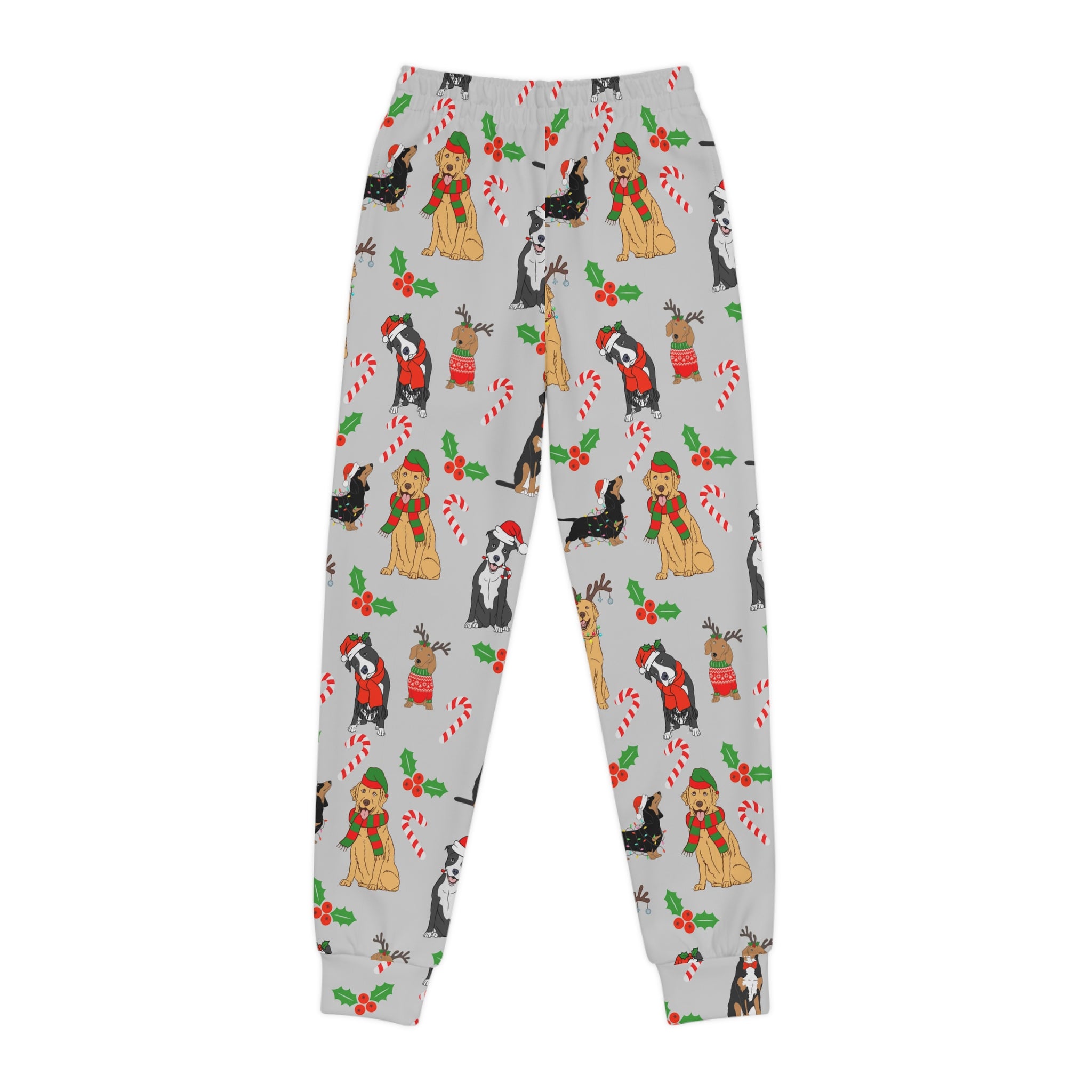 Festive Youth Joggers with Dog Print Design
