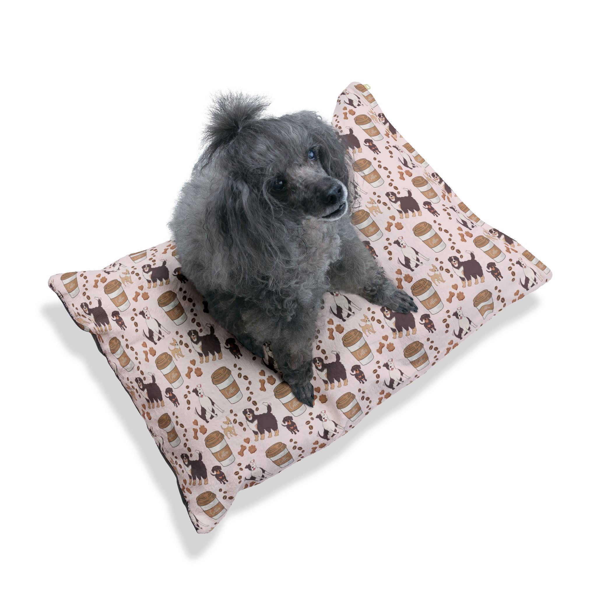 Cozy Pet Bed with Playful Dog Prints, Dog Bed, Pet Accessories, Gift for Dog Lovers, Home Decor for Pets, Doggie Bed