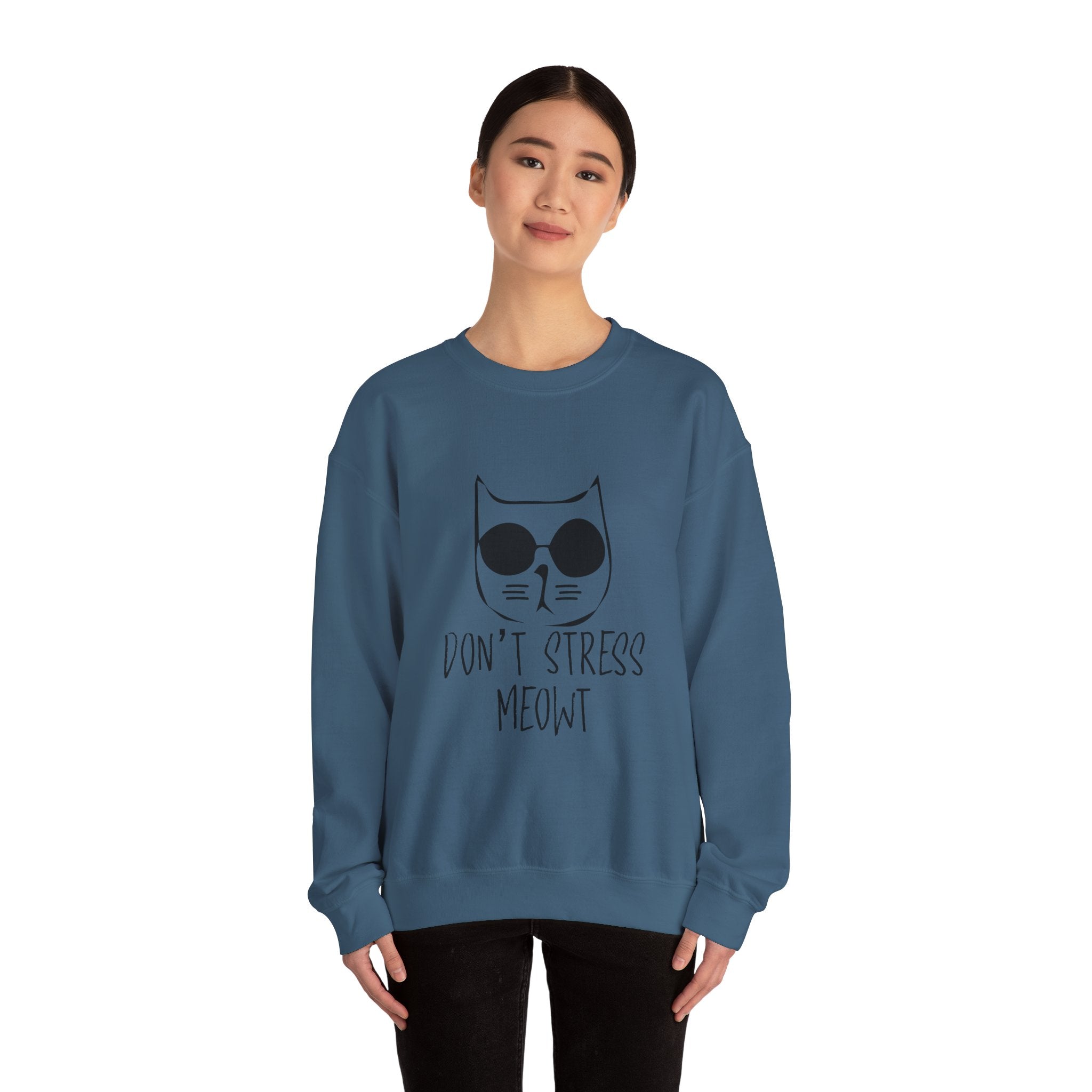 Cat Lover Sweatshirt - Unisex Heavy Blend™ Crewneck Sweatshirt - Don't Stress Meowt