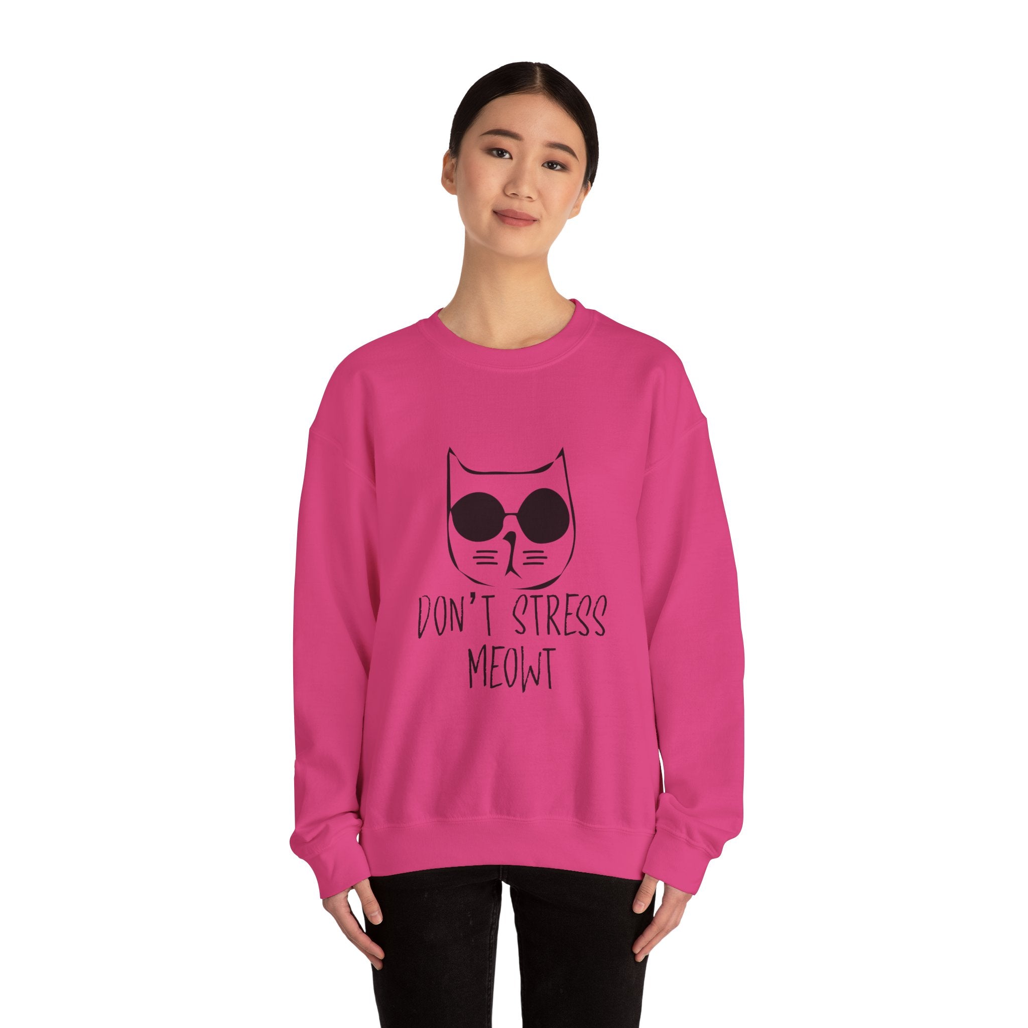 Cat Lover Sweatshirt - Unisex Heavy Blend™ Crewneck Sweatshirt - Don't Stress Meowt