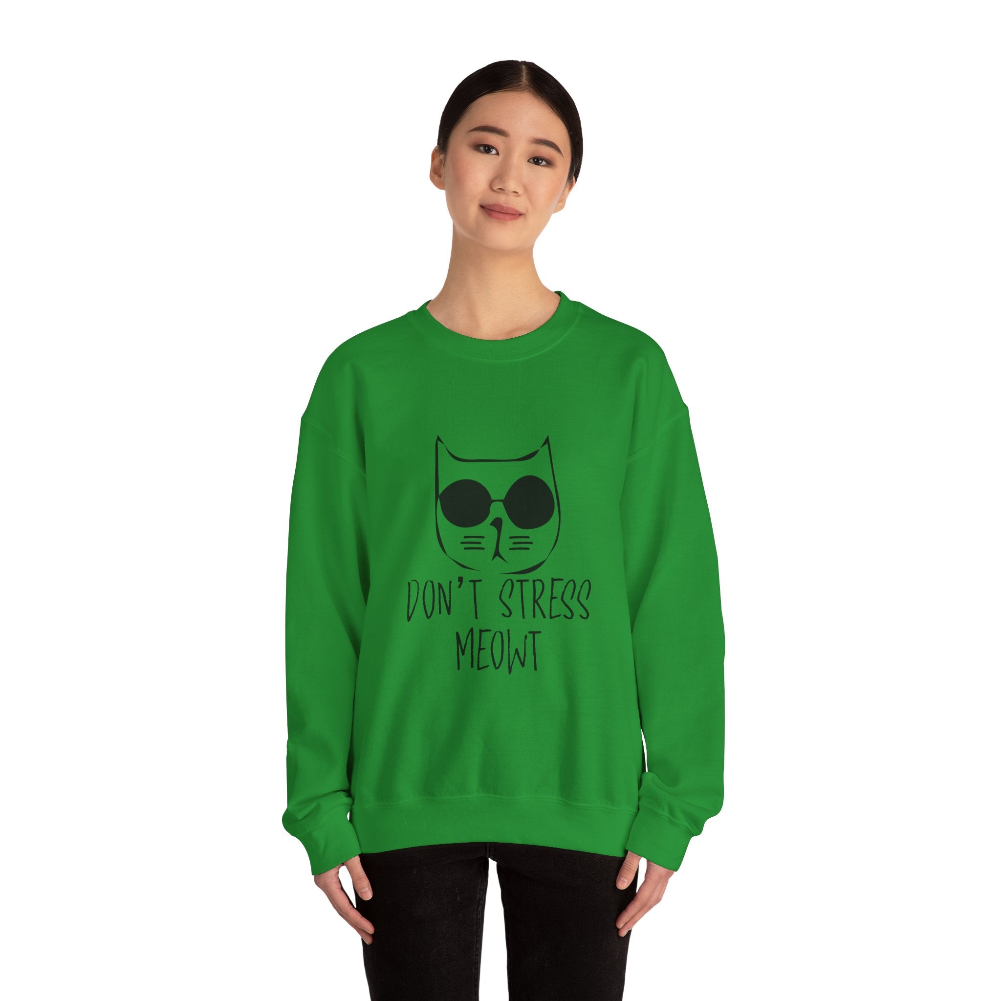 Cat Lover Sweatshirt - Unisex Heavy Blend™ Crewneck Sweatshirt - Don't Stress Meowt