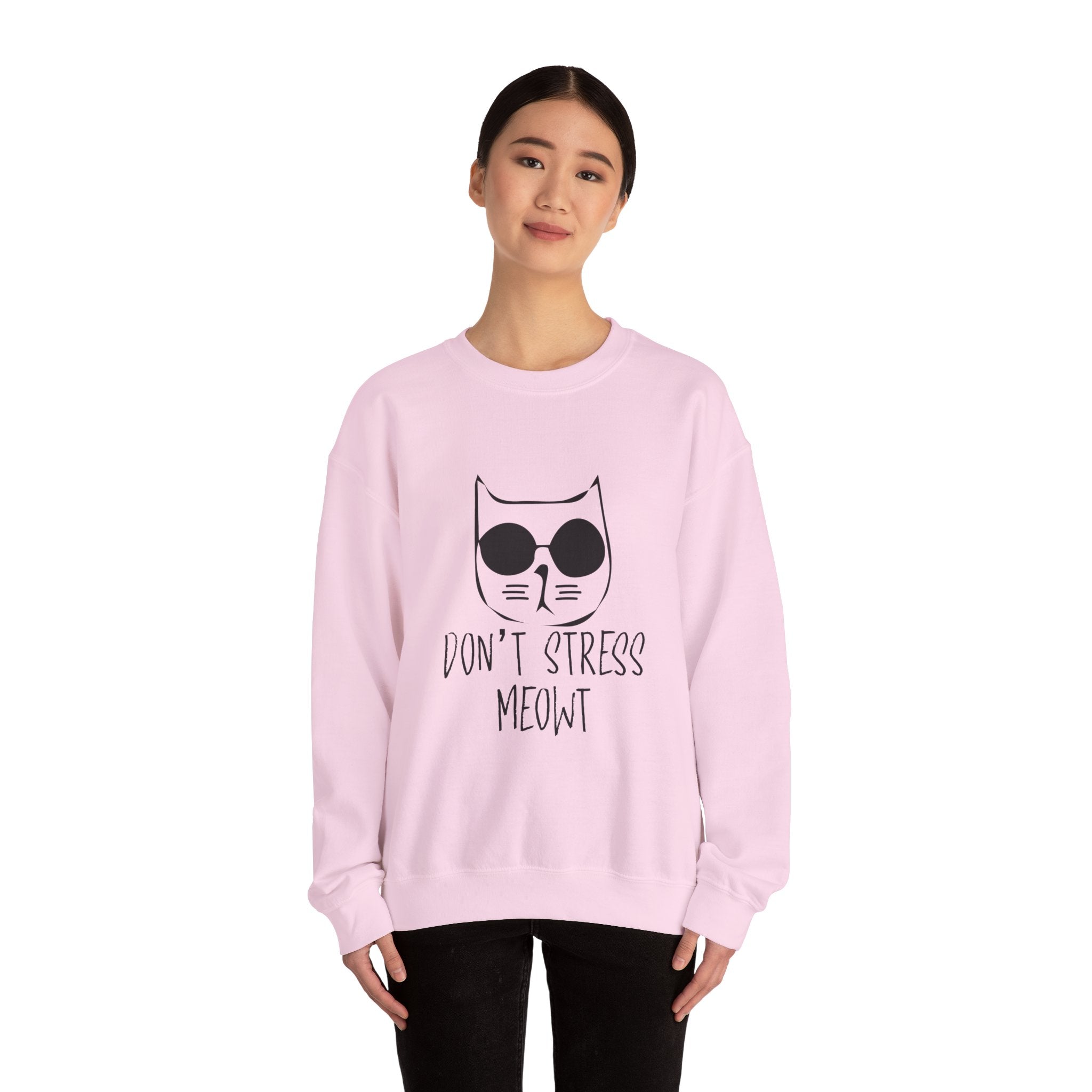 Cat Lover Sweatshirt - Unisex Heavy Blend™ Crewneck Sweatshirt - Don't Stress Meowt
