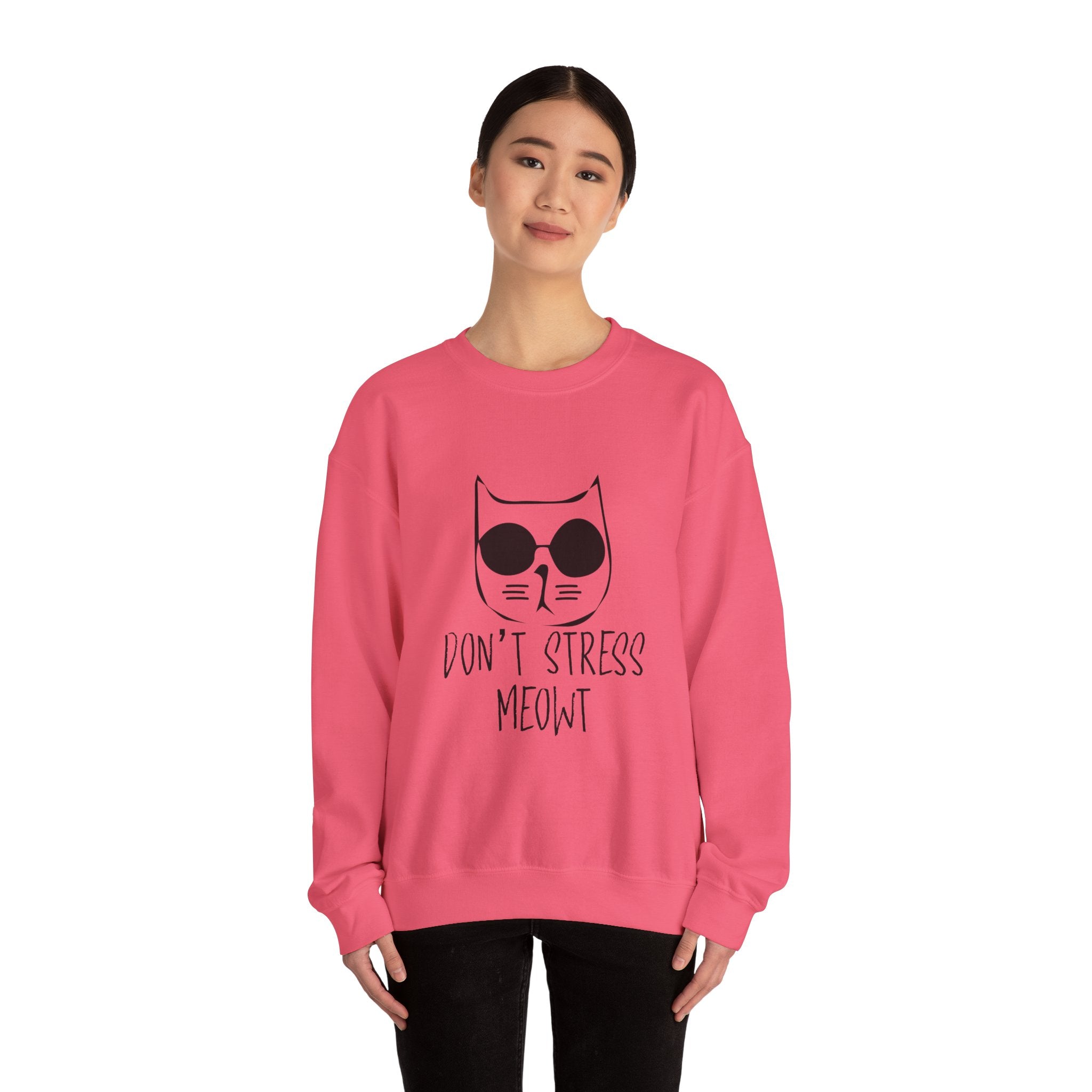 Cat Lover Sweatshirt - Unisex Heavy Blend™ Crewneck Sweatshirt - Don't Stress Meowt