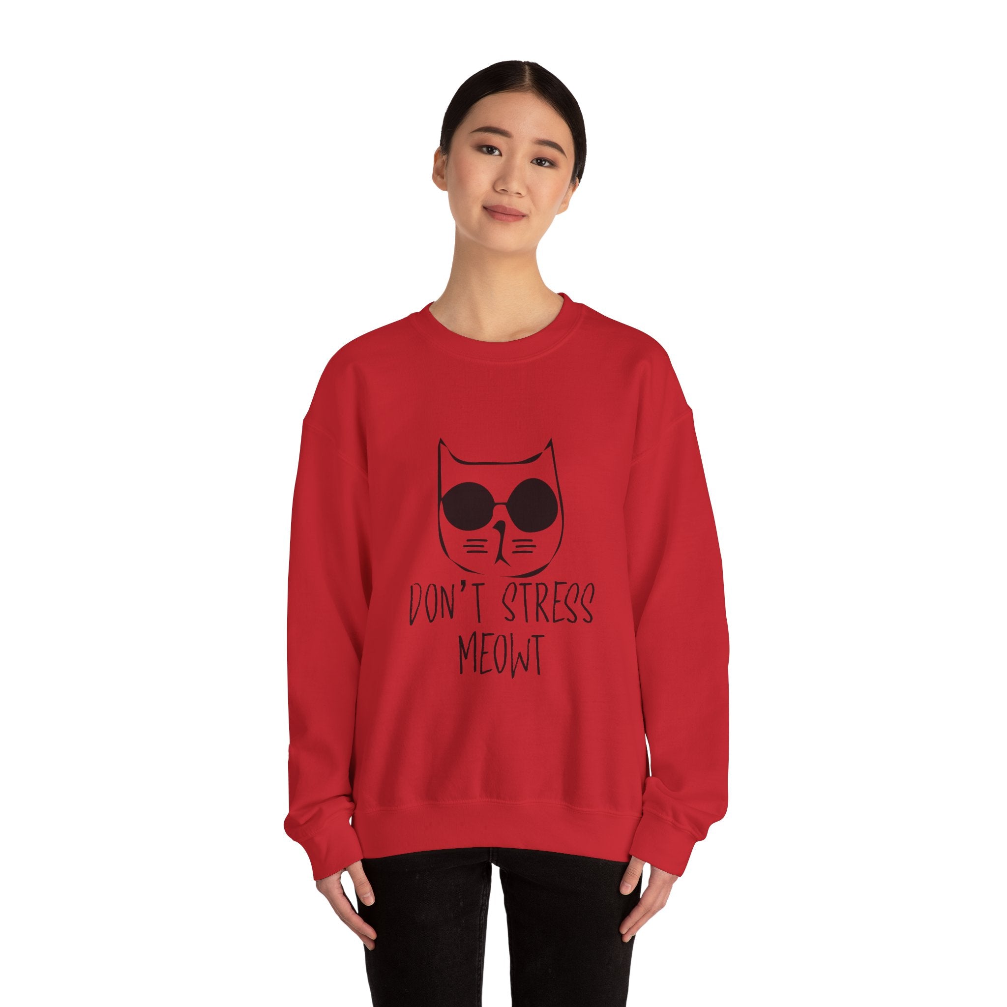 Cat Lover Sweatshirt - Unisex Heavy Blend™ Crewneck Sweatshirt - Don't Stress Meowt