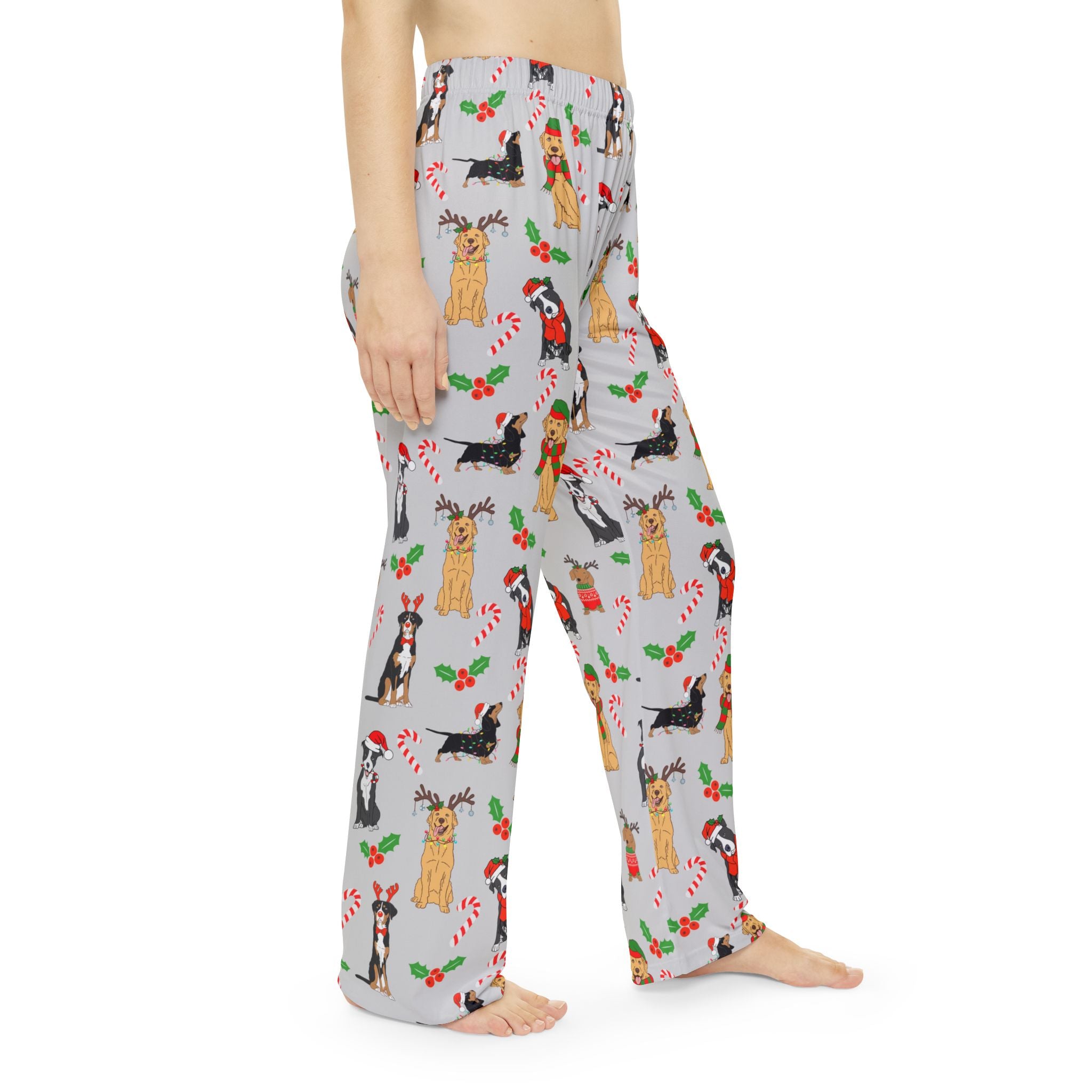 Festive Dog-Themed Women's Pajama Pants, Cozy Loungewear, Holiday Gifts, Dog Lover Apparel, Christmas Pajama Set, Comfortable Sleepwear