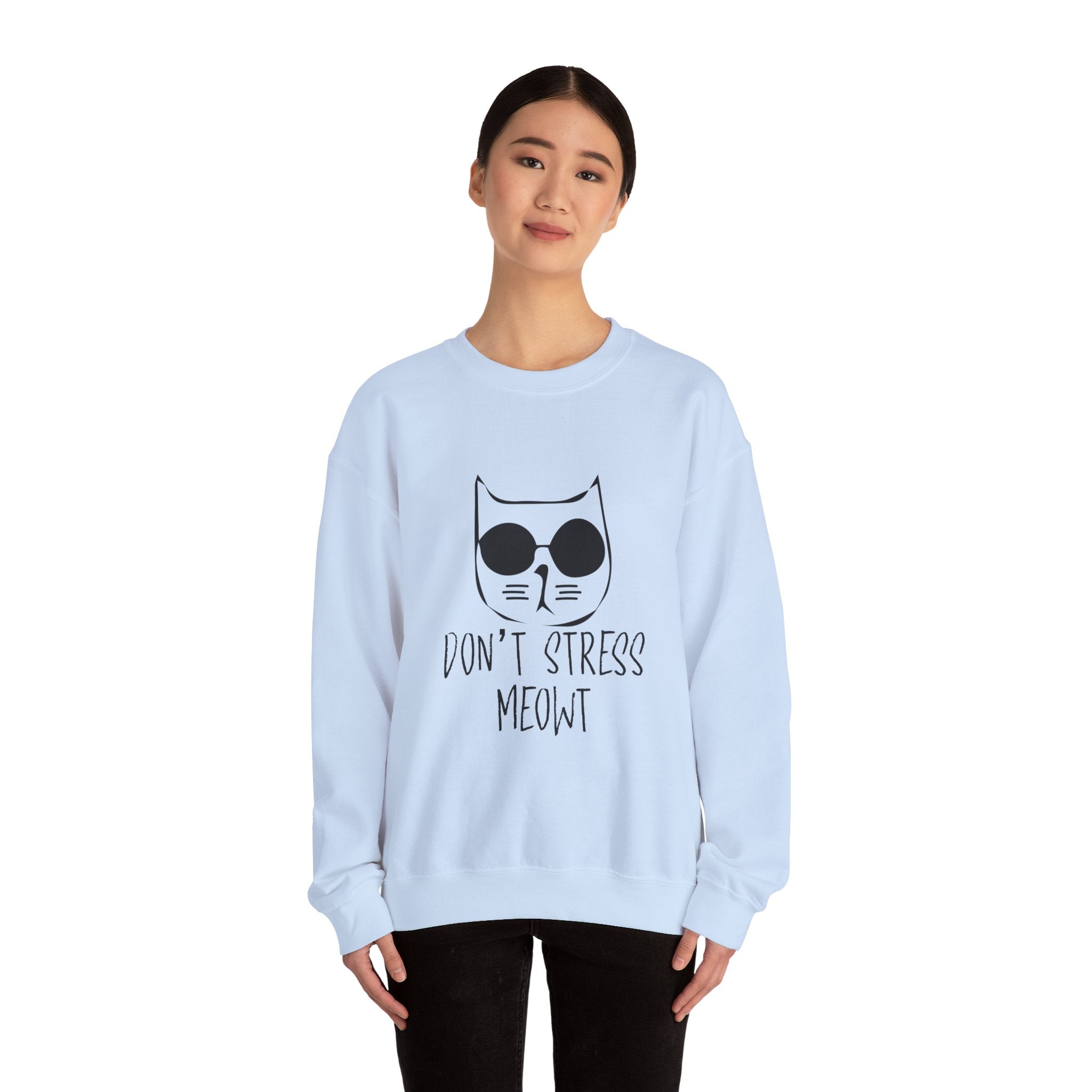 Cat Lover Sweatshirt - Unisex Heavy Blend™ Crewneck Sweatshirt - Don't Stress Meowt