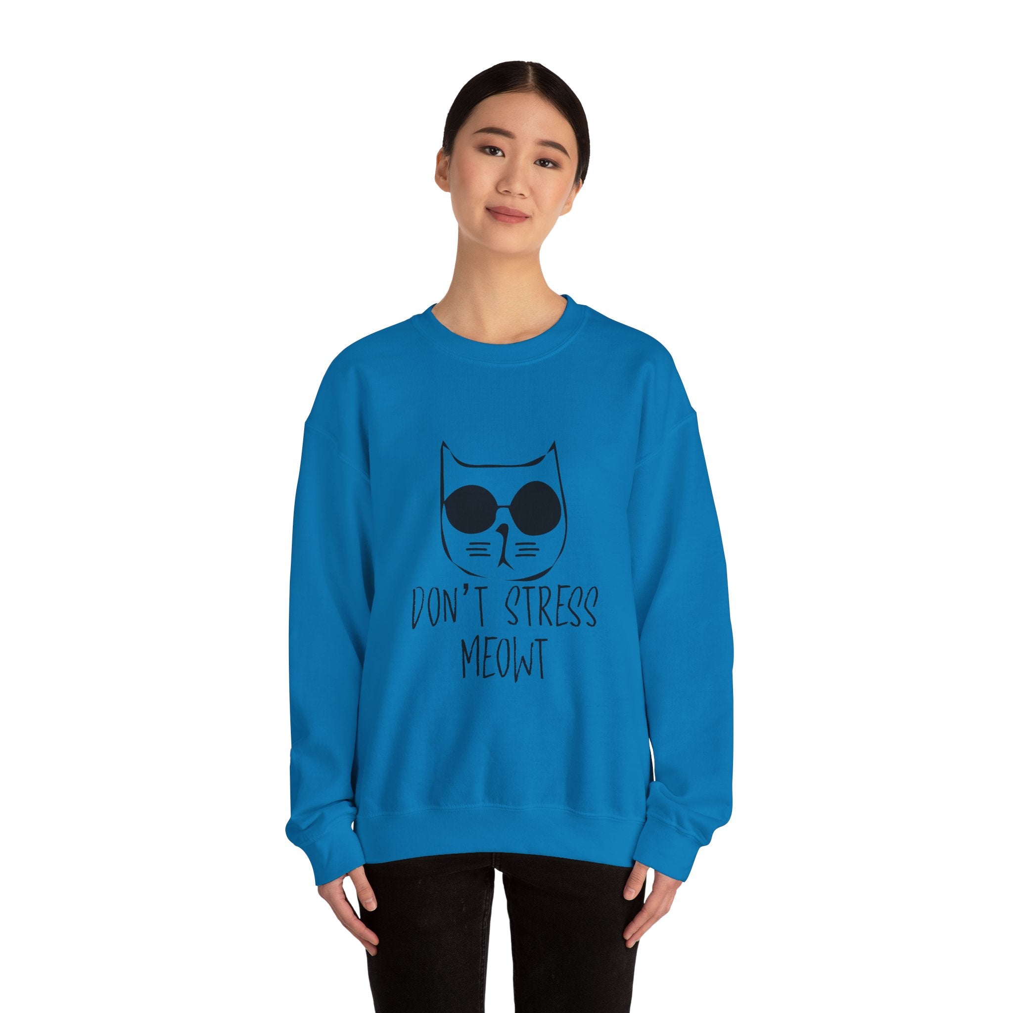 Cat Lover Sweatshirt - Unisex Heavy Blend™ Crewneck Sweatshirt - Don't Stress Meowt