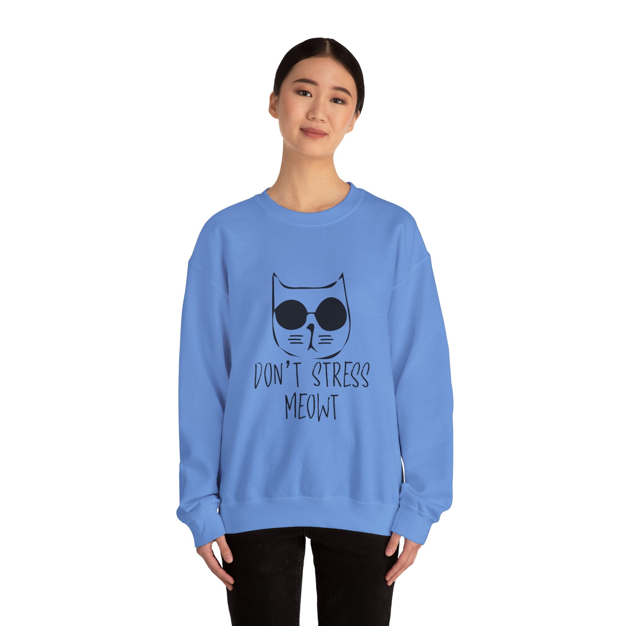Cat Lover Sweatshirt - Unisex Heavy Blend™ Crewneck Sweatshirt - Don't Stress Meowt