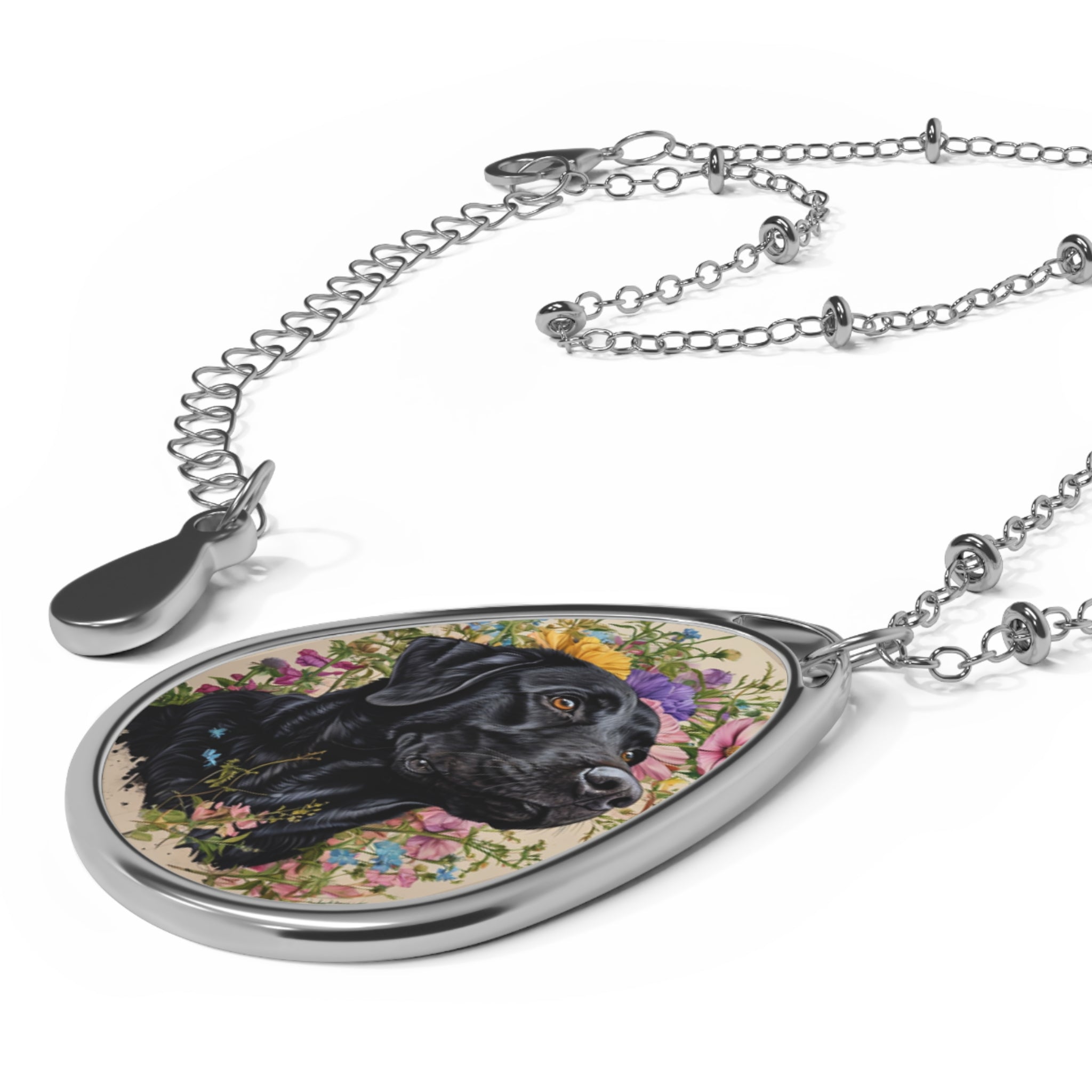 Black Labrador Oval Necklace - Pet Lover Jewelry