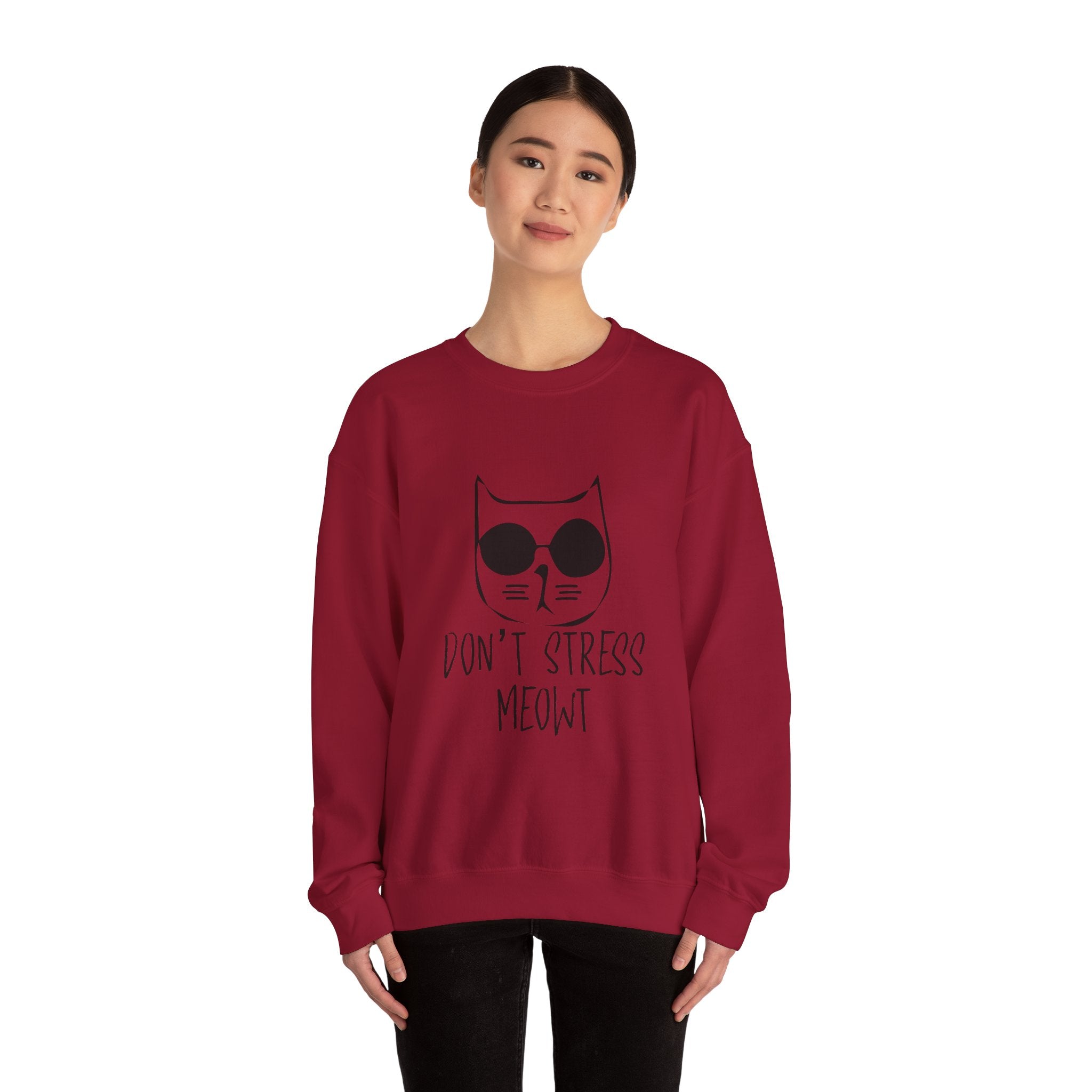 Cat Lover Sweatshirt - Unisex Heavy Blend™ Crewneck Sweatshirt - Don't Stress Meowt