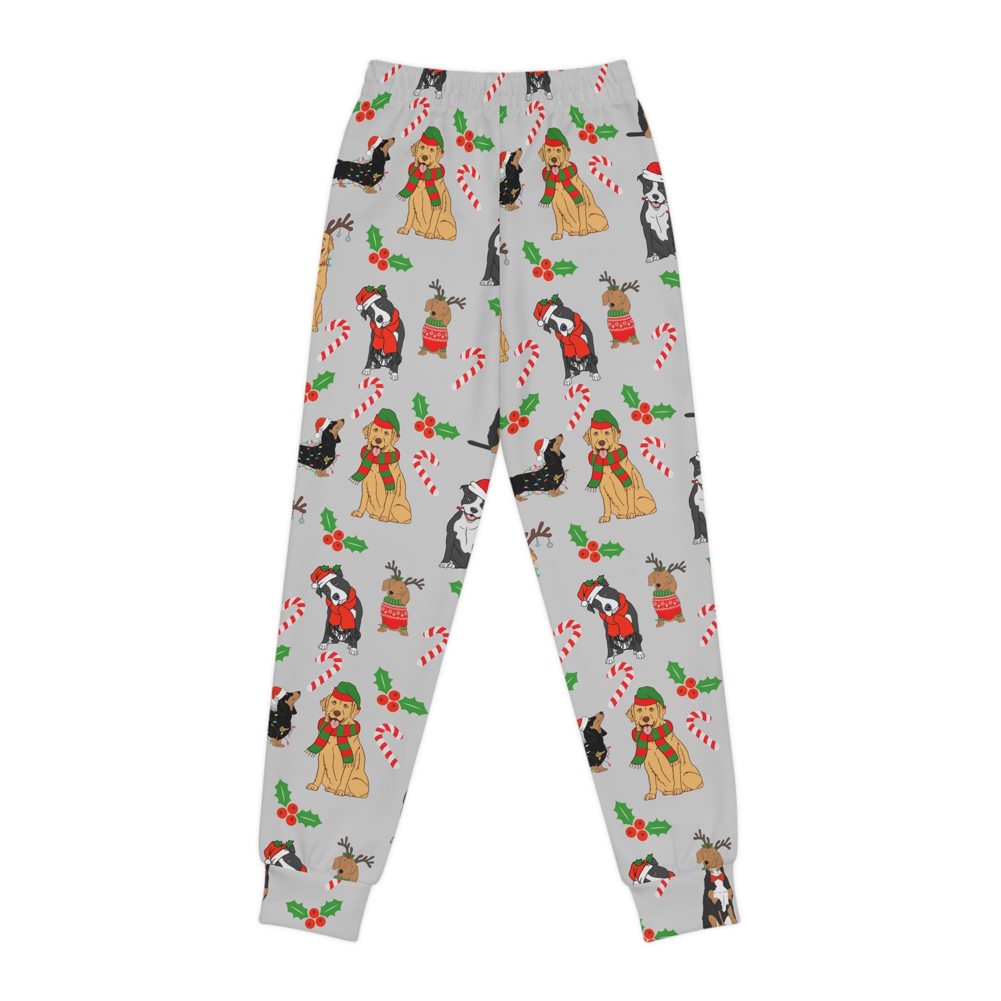Festive Youth Joggers with Dog Print Design