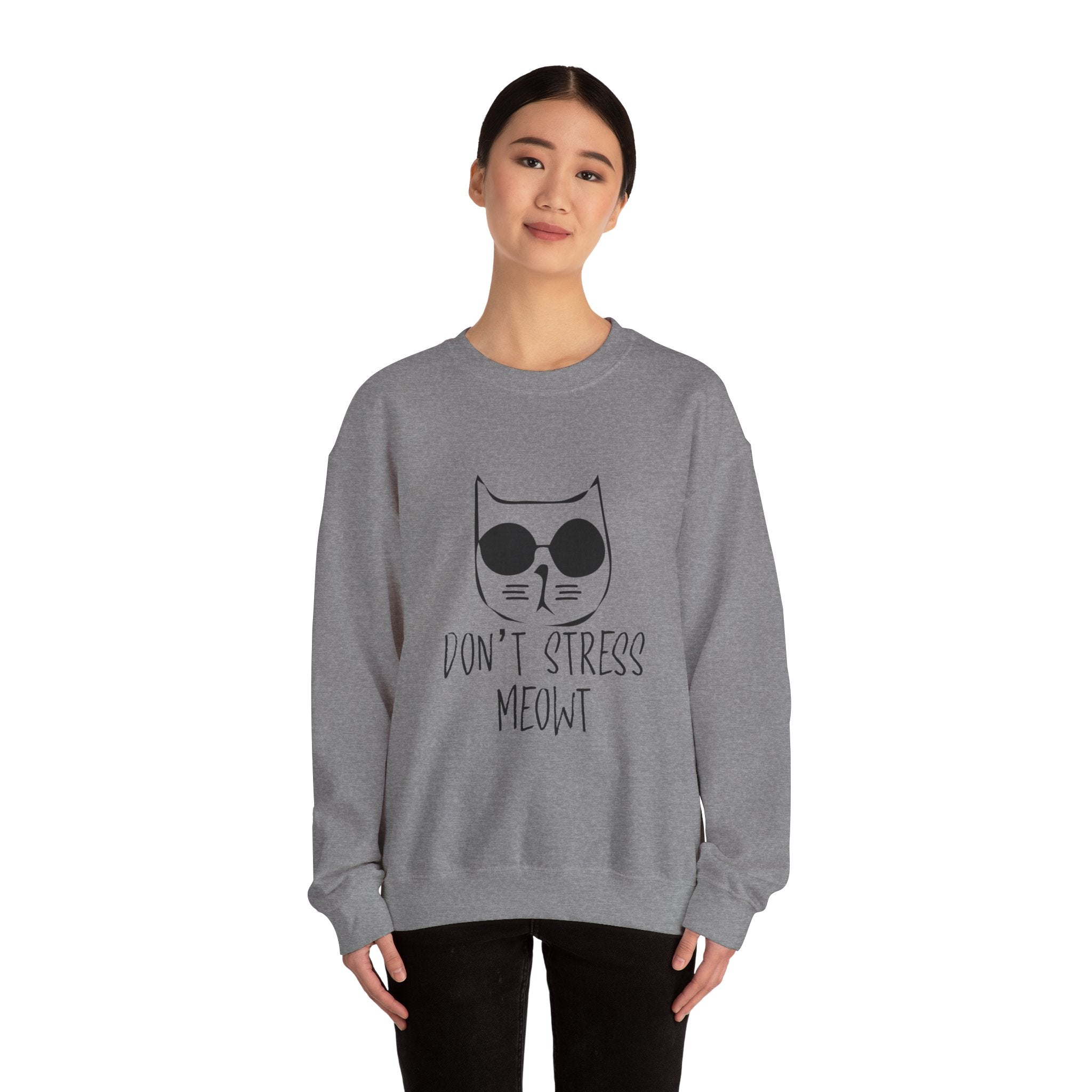 Cat Lover Sweatshirt - Unisex Heavy Blend™ Crewneck Sweatshirt - Don't Stress Meowt