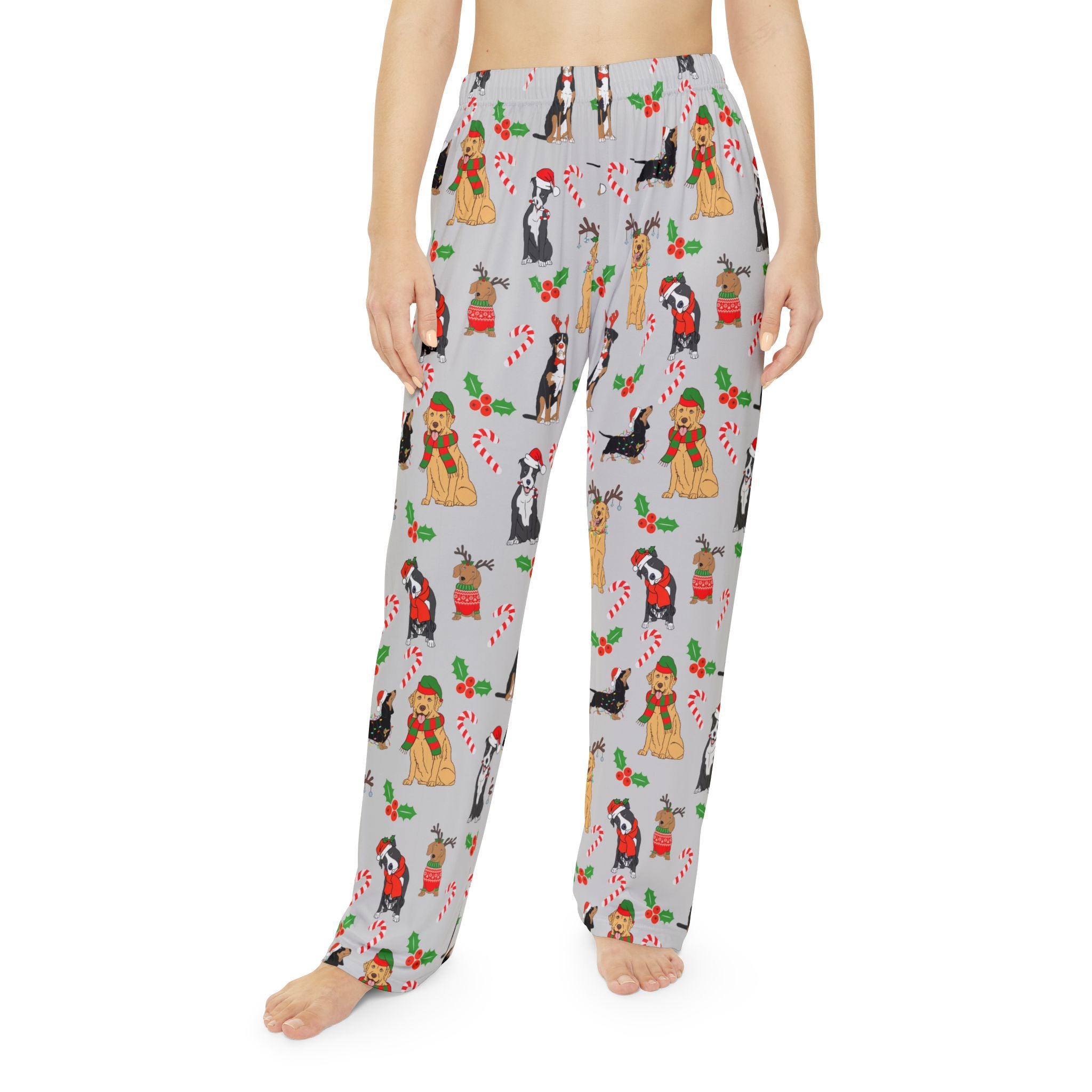 Festive Dog-Themed Women's Pajama Pants, Cozy Loungewear, Holiday Gifts, Dog Lover Apparel, Christmas Pajama Set, Comfortable Sleepwear