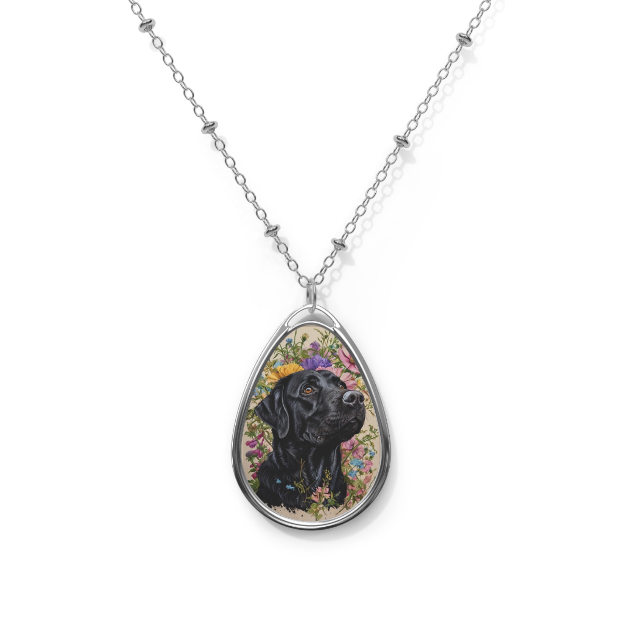 Black Labrador Oval Necklace - Pet Lover Jewelry
