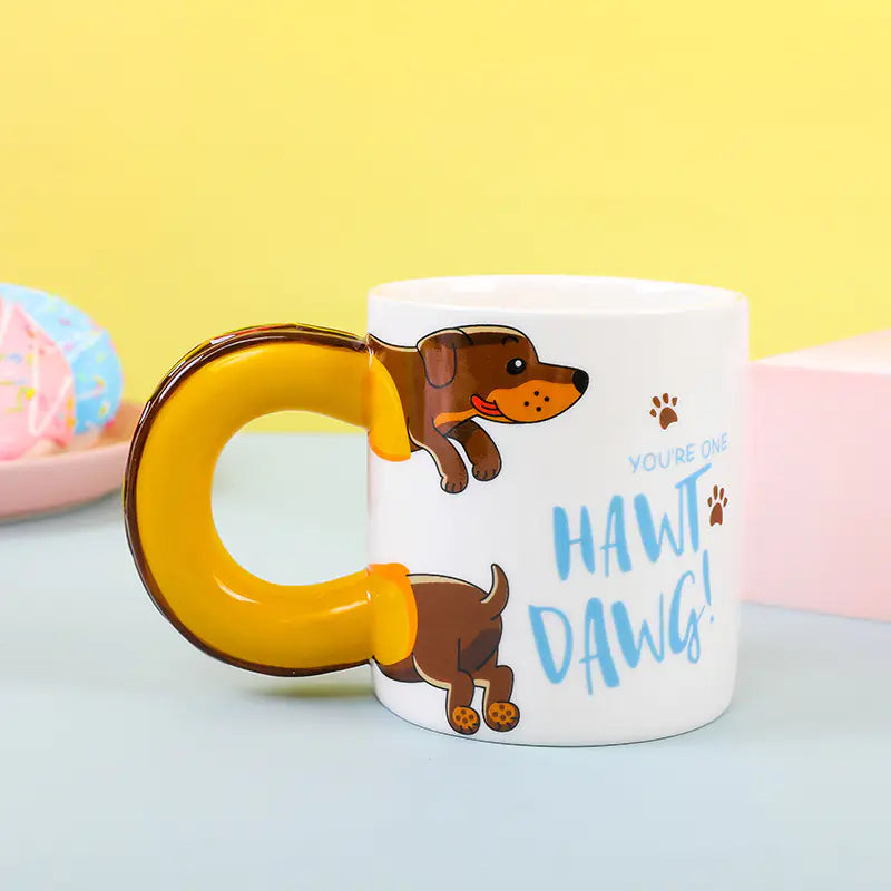 Creative Dachshund Ceramic Mug with Hot Dog Handle