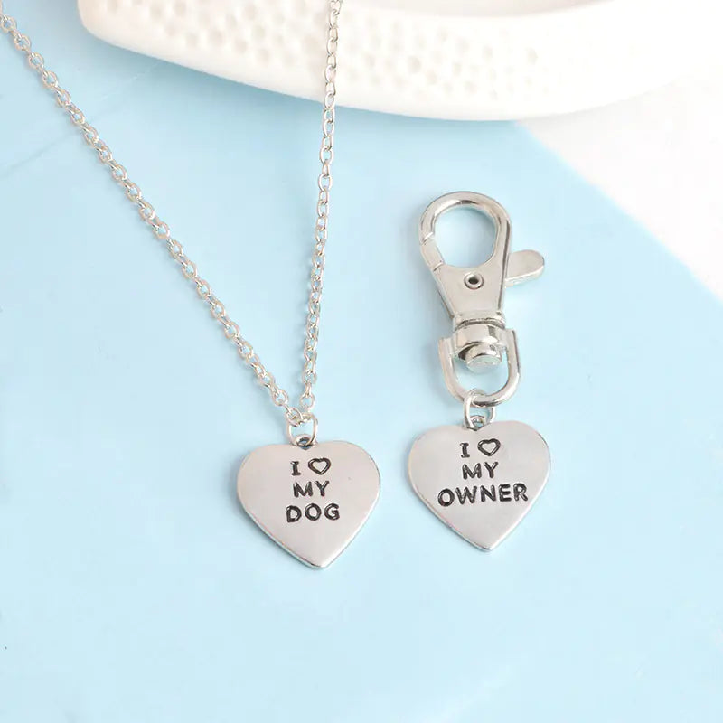 My Dog Wish Owner Keychain Necklace with Heart Pendant