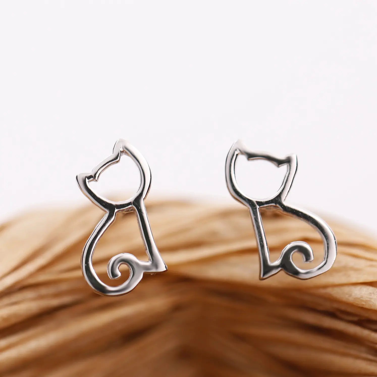 925 Silver Cute Cat Ear Studs - Minimalist Design