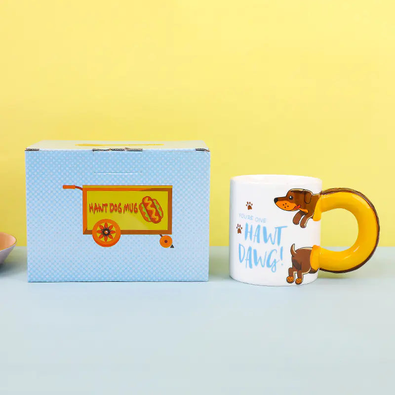 Creative Dachshund Ceramic Mug with Hot Dog Handle