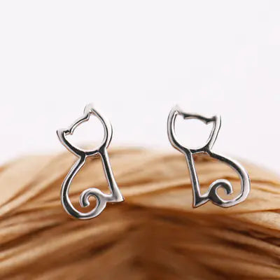 925 Silver Cute Cat Ear Studs - Minimalist Design