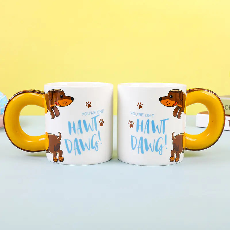 Creative Dachshund Ceramic Mug with Hot Dog Handle