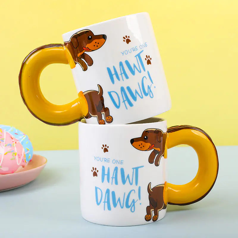 Creative Dachshund Ceramic Mug with Hot Dog Handle