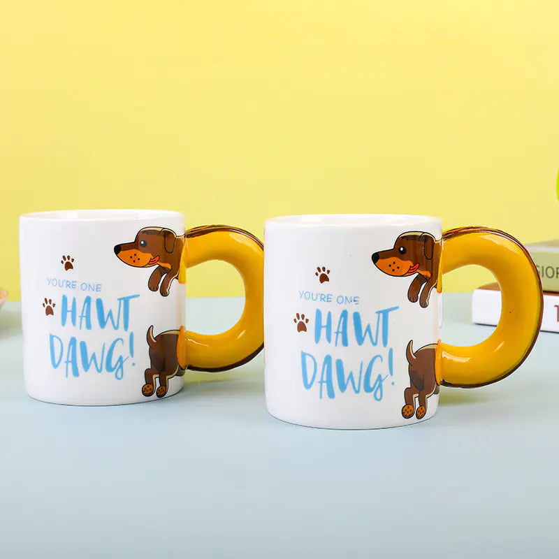 Creative Dachshund Ceramic Mug with Hot Dog Handle