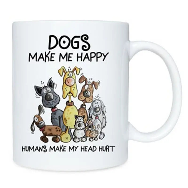 Dog Print Ceramic Coffee Mug - 350ml Classic Cup