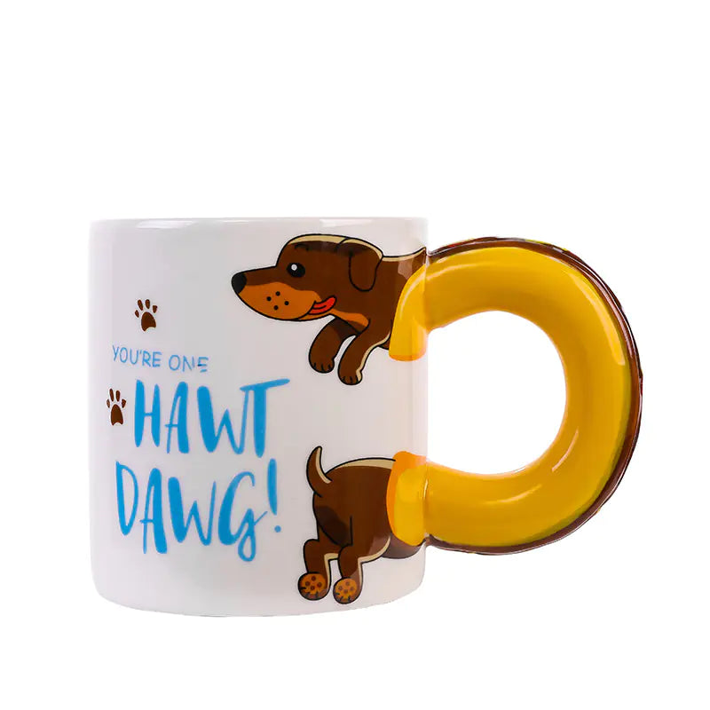 Creative Dachshund Ceramic Mug with Hot Dog Handle