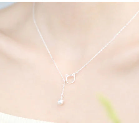 925 Silver Cat Pendant Necklace (One Piece)