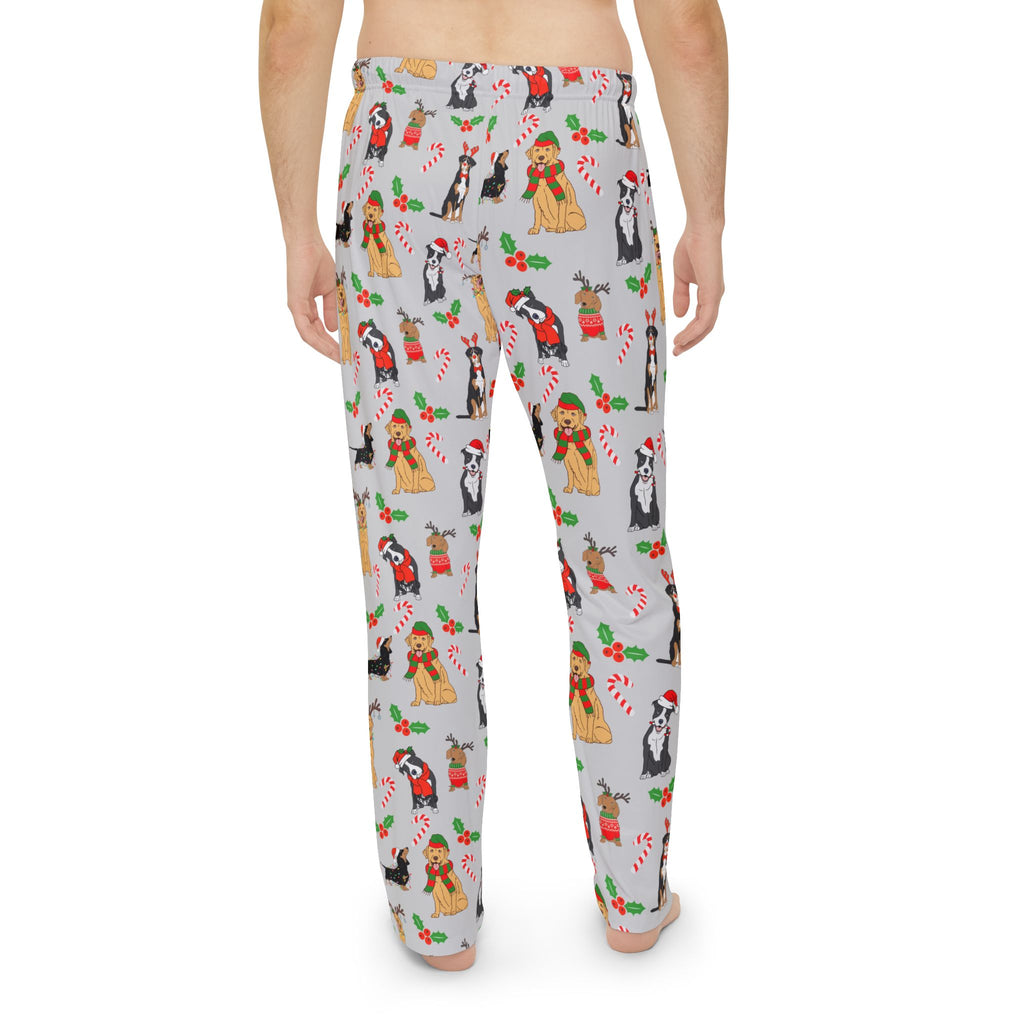 Festive Cozy Dog-Themed Men's Pajama Pants, Festive Lounge Wear, Holiday Sleepwear, Gift for Dog Lovers, Cute Homewear