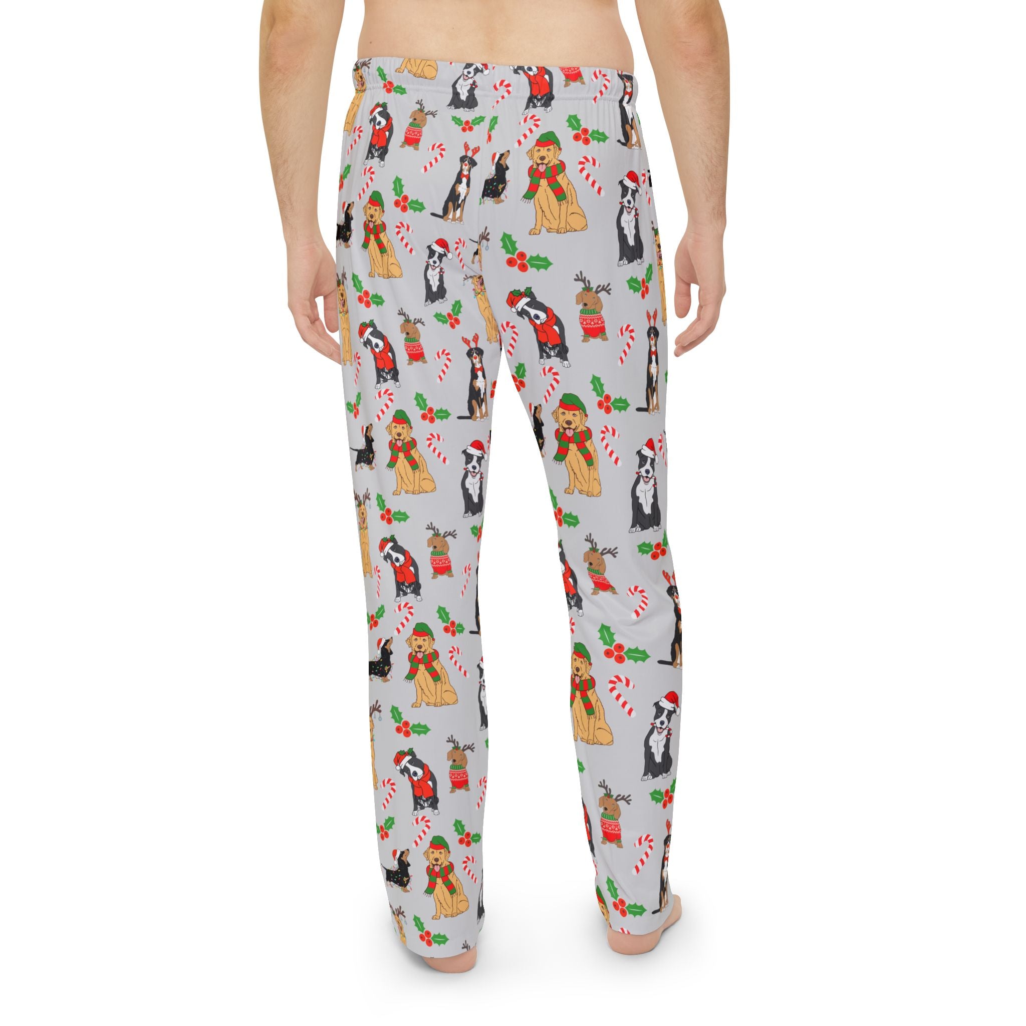 Festive Cozy Dog-Themed Men's Pajama Pants, Festive Lounge Wear, Holiday Sleepwear, Gift for Dog Lovers, Cute Homewear