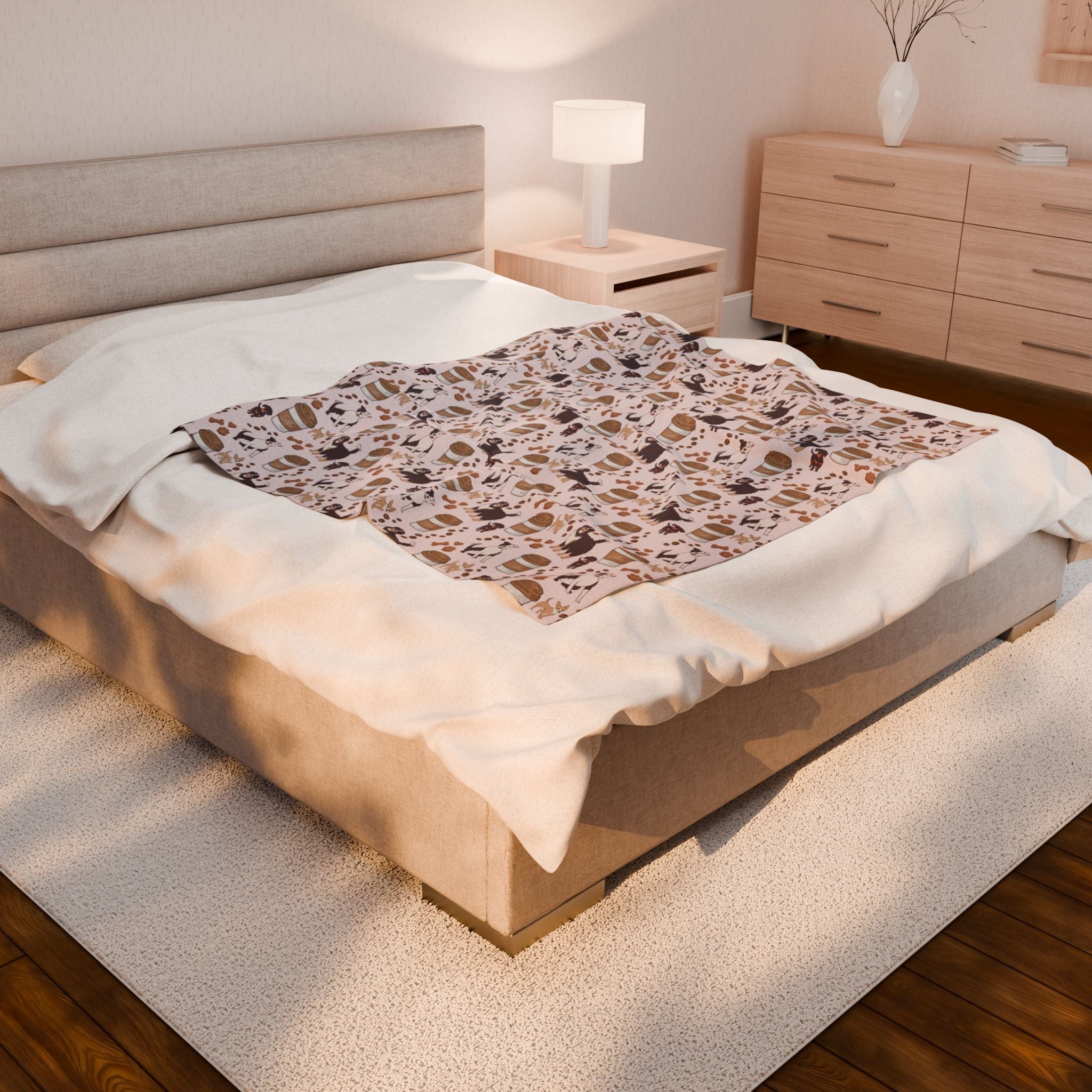 Fleece Blanket - Dog and Coffee Print