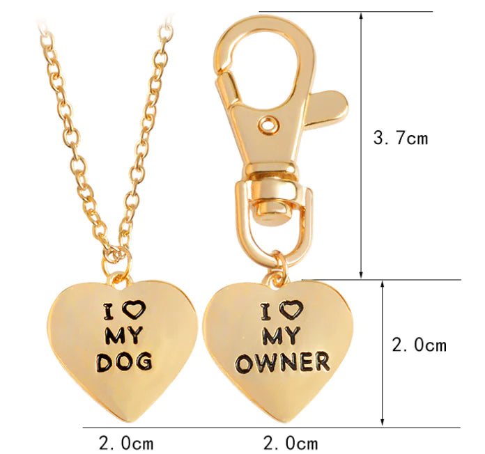 My Dog Wish Owner Keychain Necklace with Heart Pendant