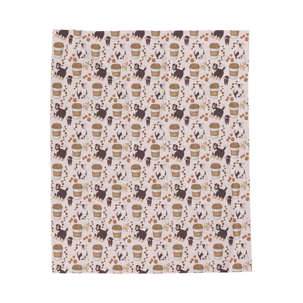 Fleece Blanket - Dog and Coffee Print