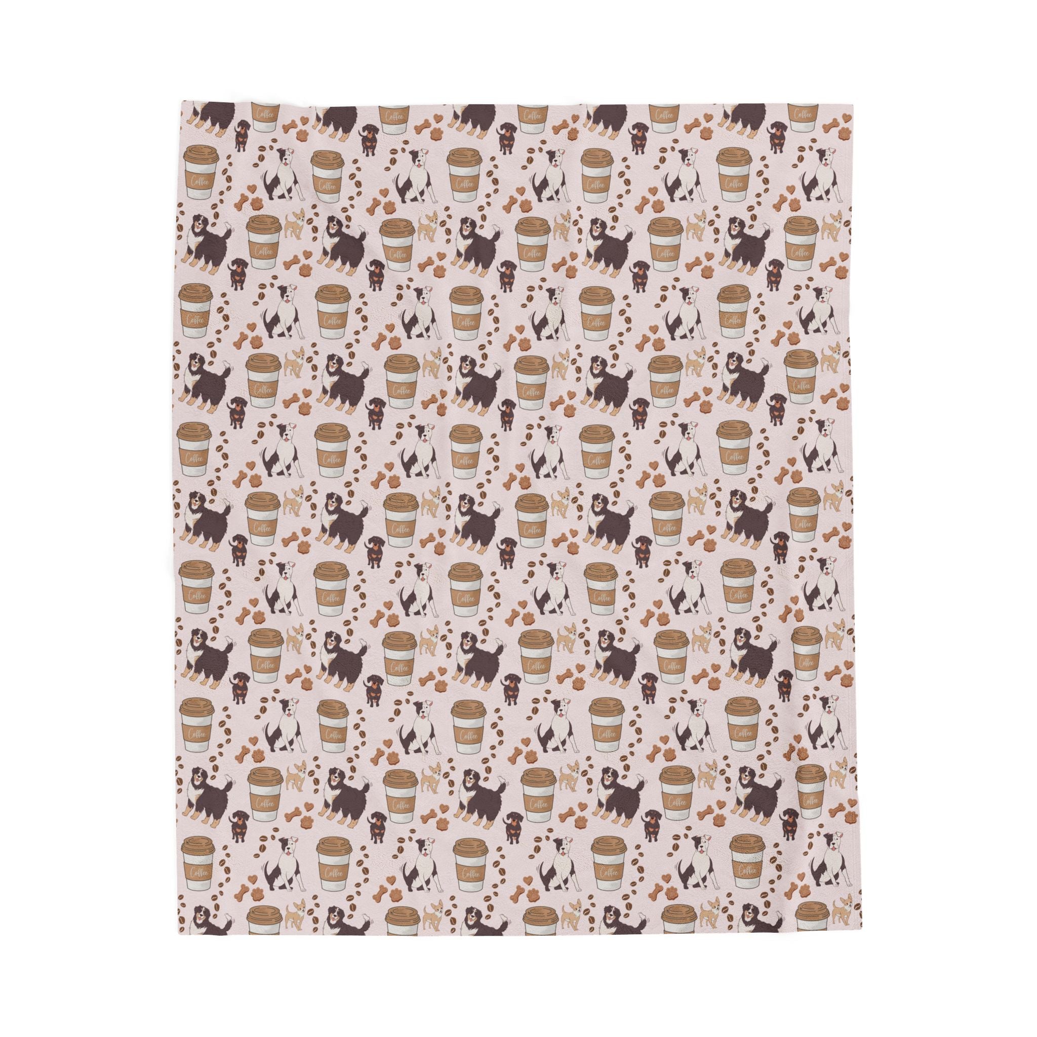 Fleece Blanket - Dog and Coffee Print