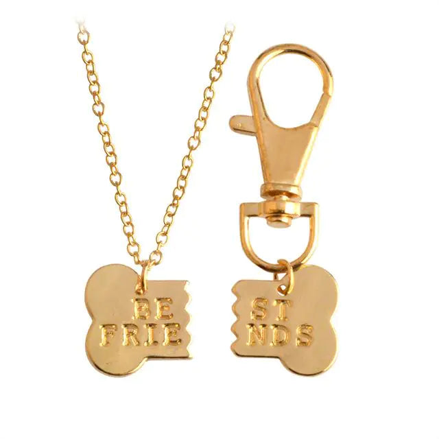 Stainless Steel Pet Dog Bone Owner Necklace Tag