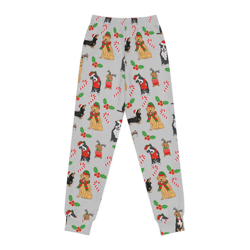 Festive Youth Joggers with Dog Print Design
