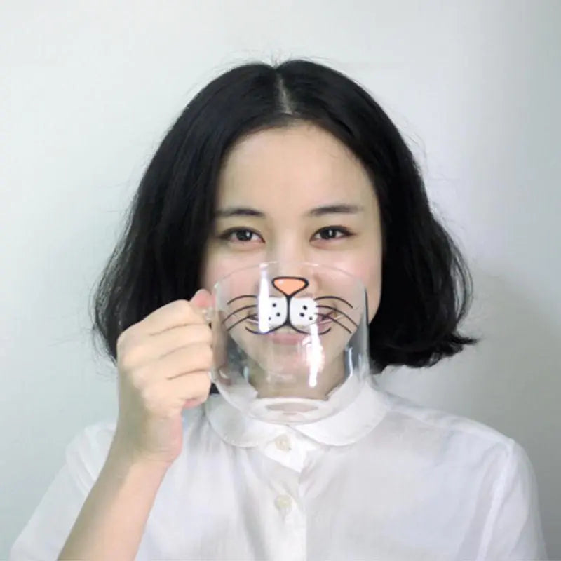 Funny Cat Whiskers Glass Mug - Cat Cup