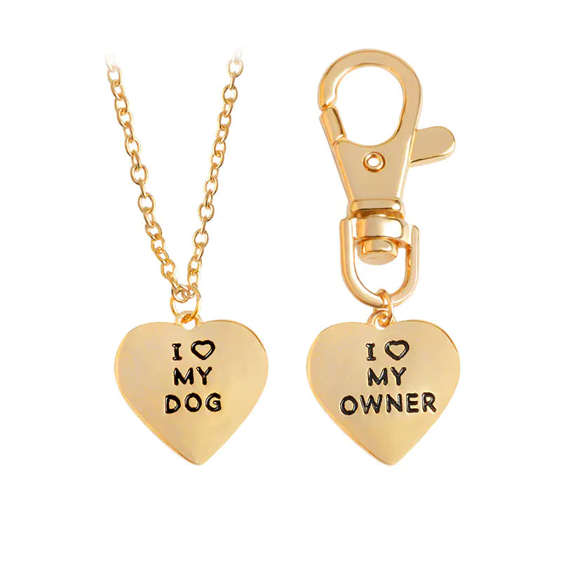 My Dog Wish Owner Keychain Necklace with Heart Pendant