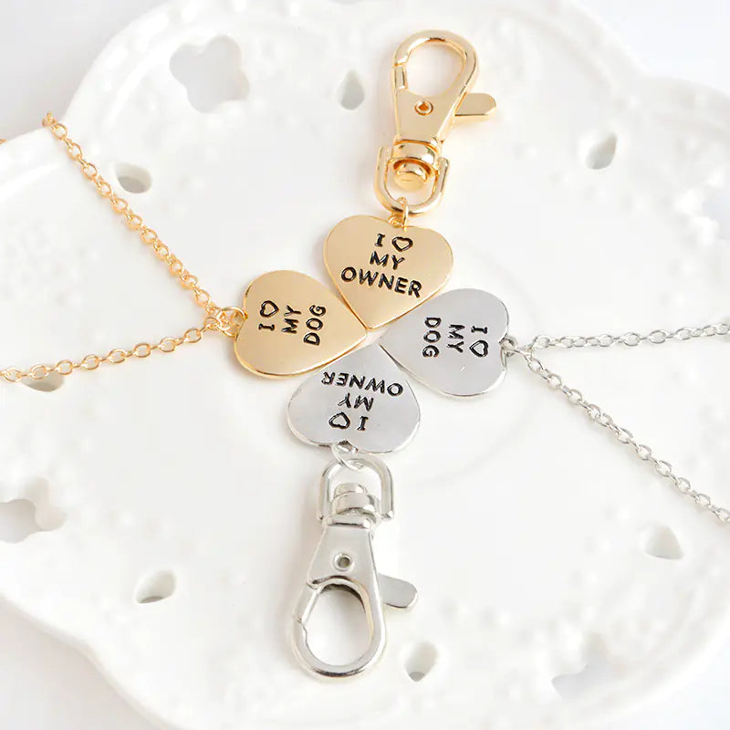 My Dog Wish Owner Keychain Necklace with Heart Pendant
