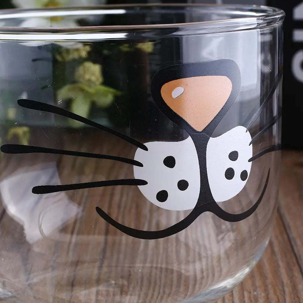 Funny Cat Whiskers Glass Mug - Cat Cup