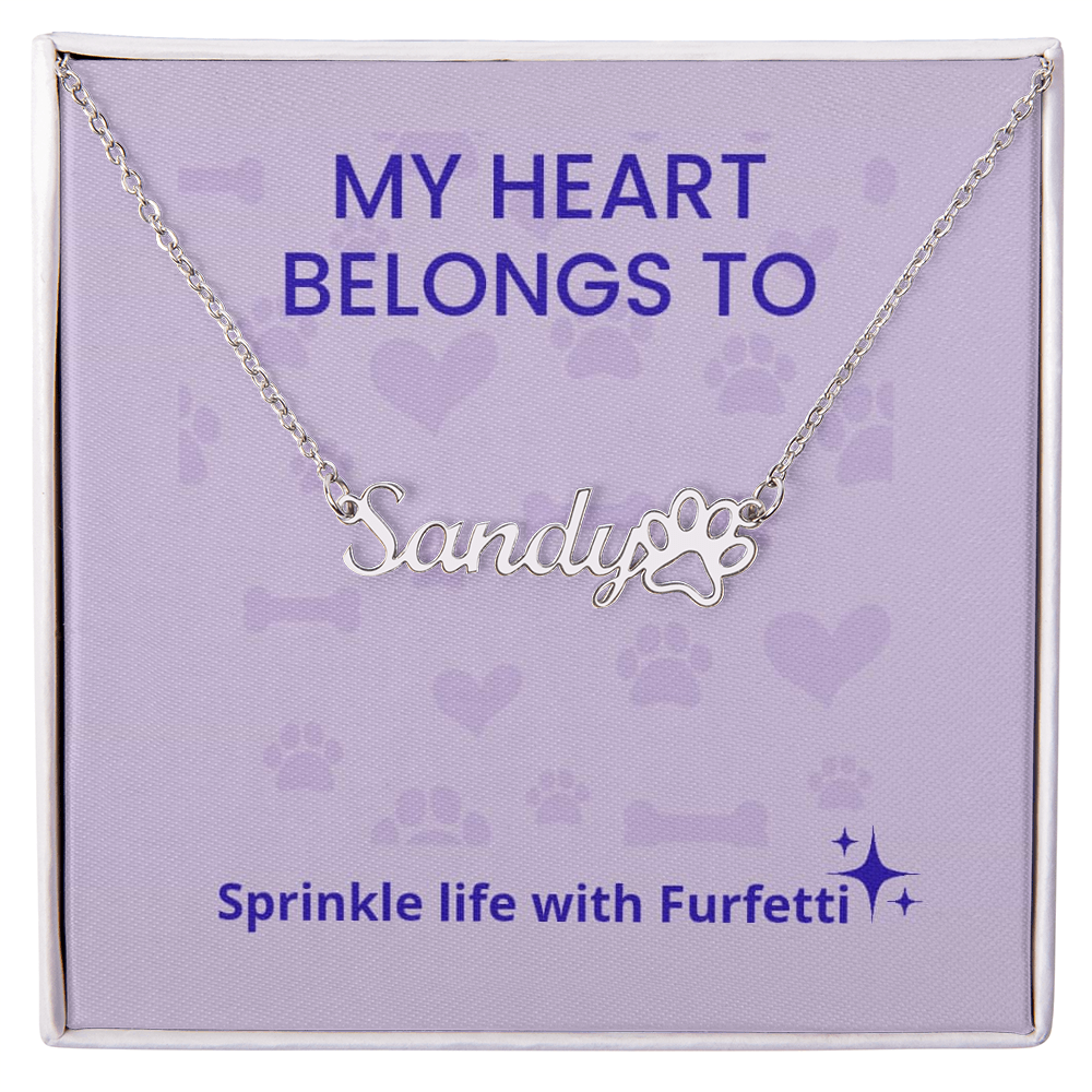 Furfetti Paw Print Name Necklace – Personalized Pet Love Pendant