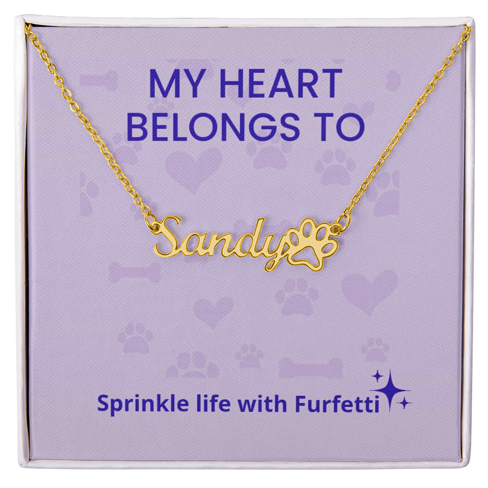 Furfetti Paw Print Name Necklace – Personalized Pet Love Pendant