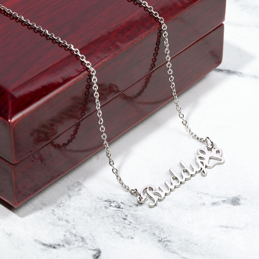 Furfetti Paw Print Name Necklace – Personalized Pet Love Pendant