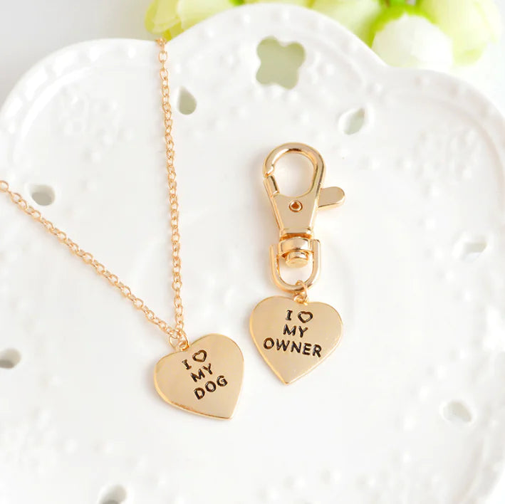My Dog Wish Owner Keychain Necklace with Heart Pendant