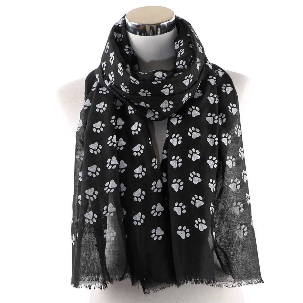Dog Paw Print Scarf for Women - Sun Protection Shawl