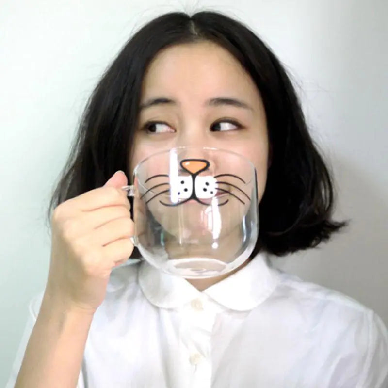 Funny Cat Whiskers Glass Mug - Cat Cup