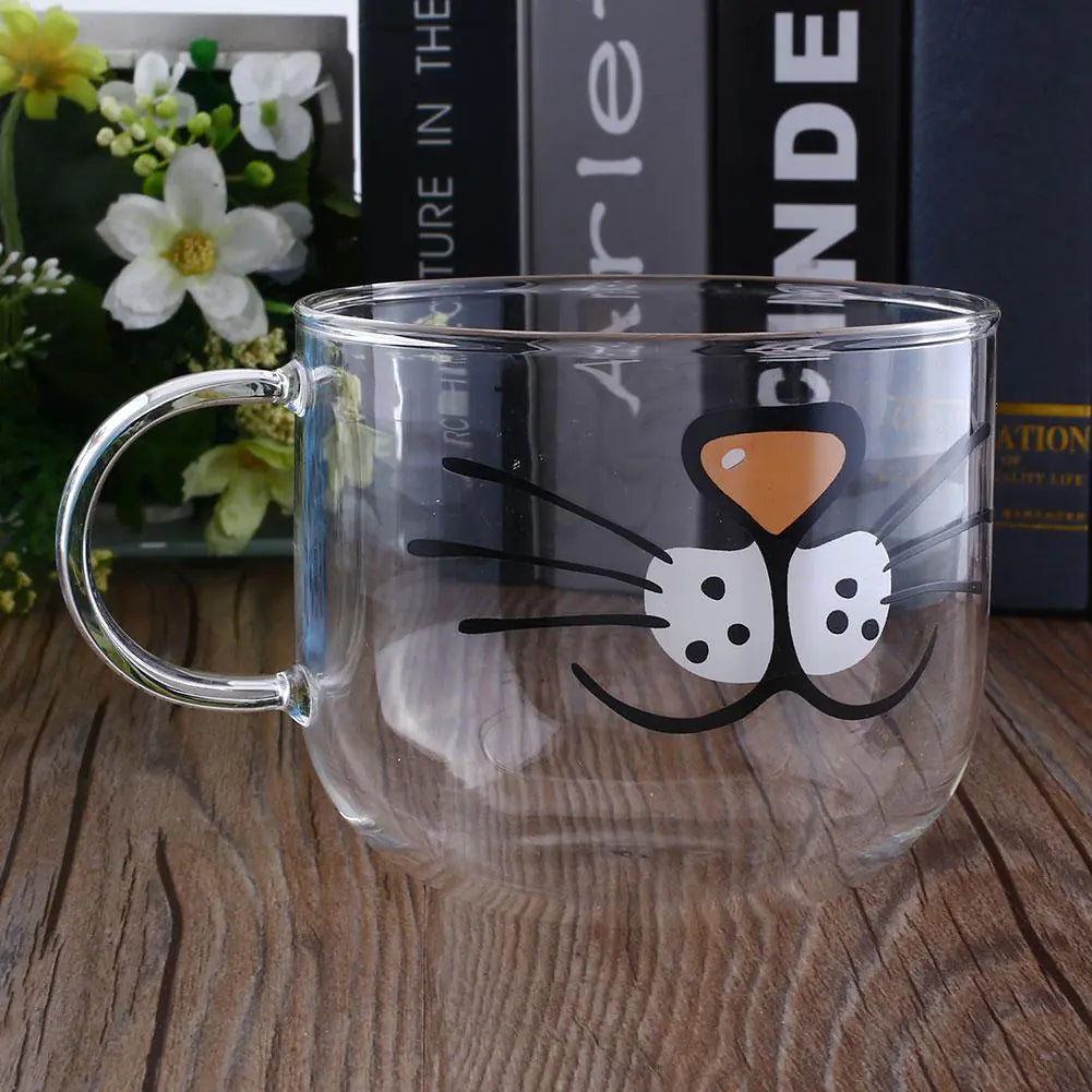 Funny Cat Whiskers Glass Mug - Cat Cup