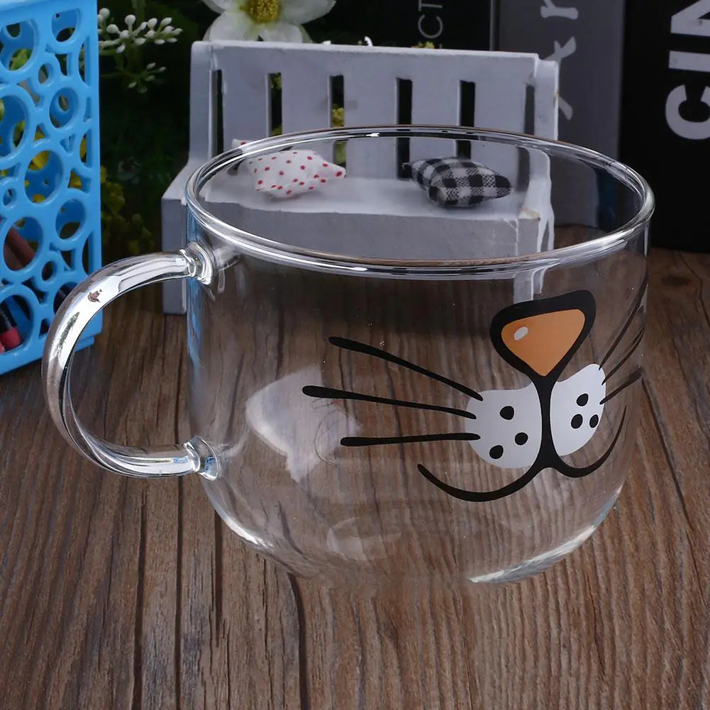Funny Cat Whiskers Glass Mug - Cat Cup